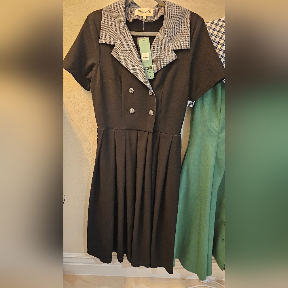 Elegant Black Double-Breasted Dress